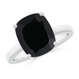 11x9mm AAA Classic Cushion Black Onyx Solitaire Ring in P950 Platinum