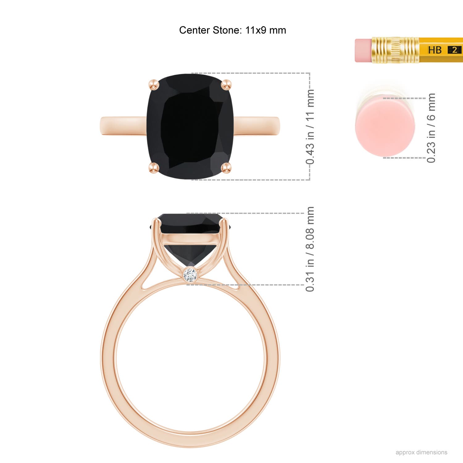 AAA - Black Onyx / 3.78 CT / 14 KT Rose Gold