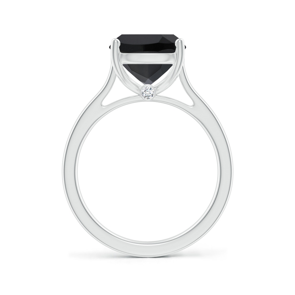 11x9mm AAA Classic Cushion Black Onyx Solitaire Ring in White Gold Side-1