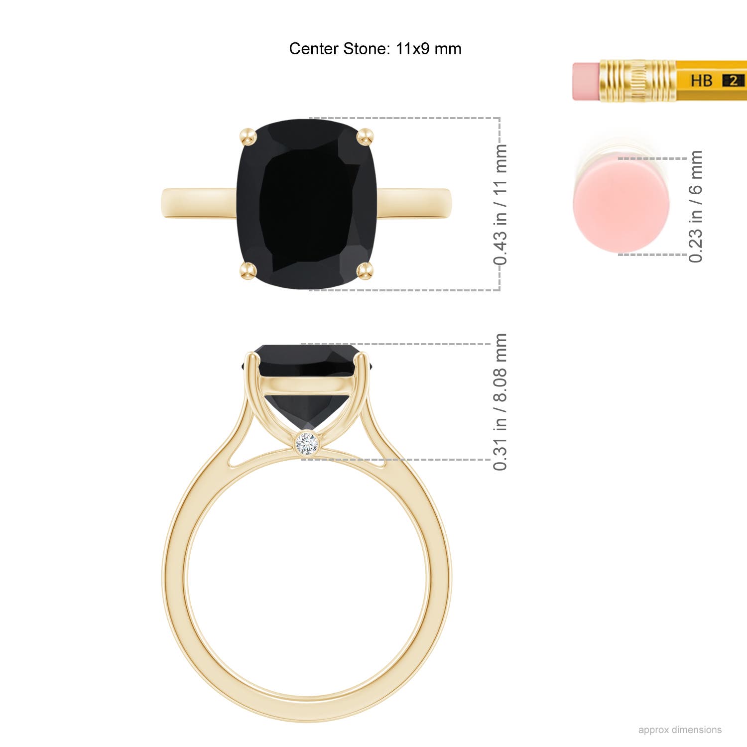 AAA - Black Onyx / 3.78 CT / 14 KT Yellow Gold