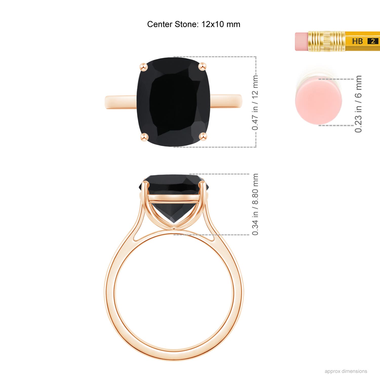 AAA - Black Onyx / 5.04 CT / 14 KT Rose Gold