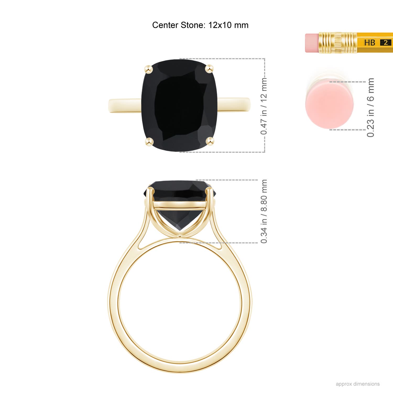 AAA - Black Onyx / 5.04 CT / 14 KT Yellow Gold