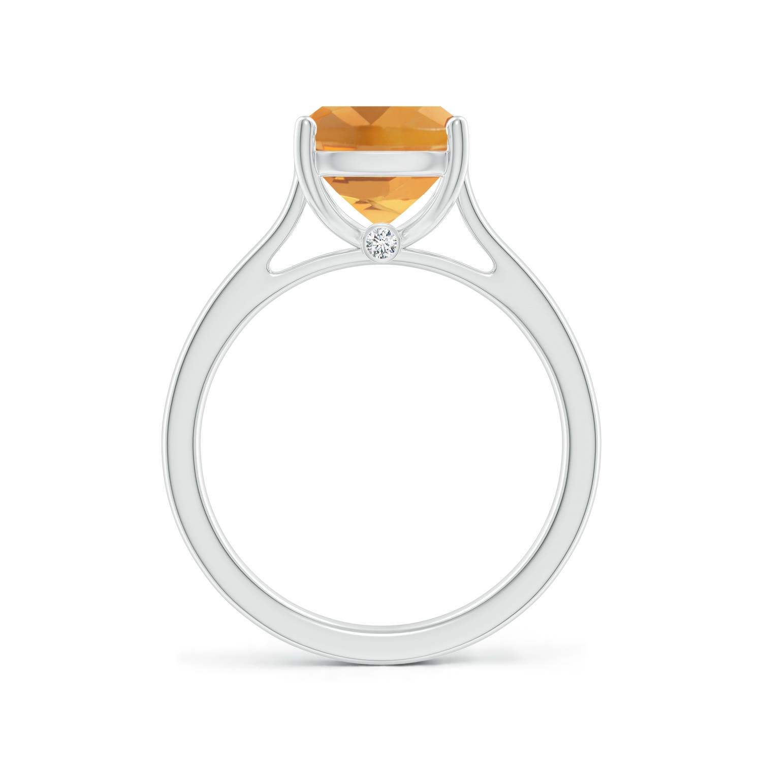 10x8mm A Classic Cushion Citrine Solitaire Ring with Hidden Accents in P950 Platinum - side 3
