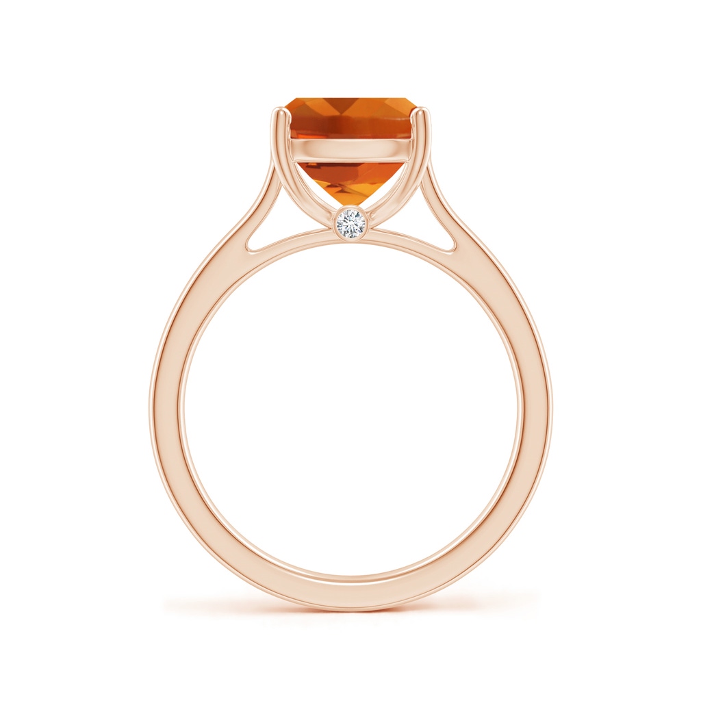 10x8mm AAAA Classic Cushion Citrine Solitaire Ring in Rose Gold Side-1