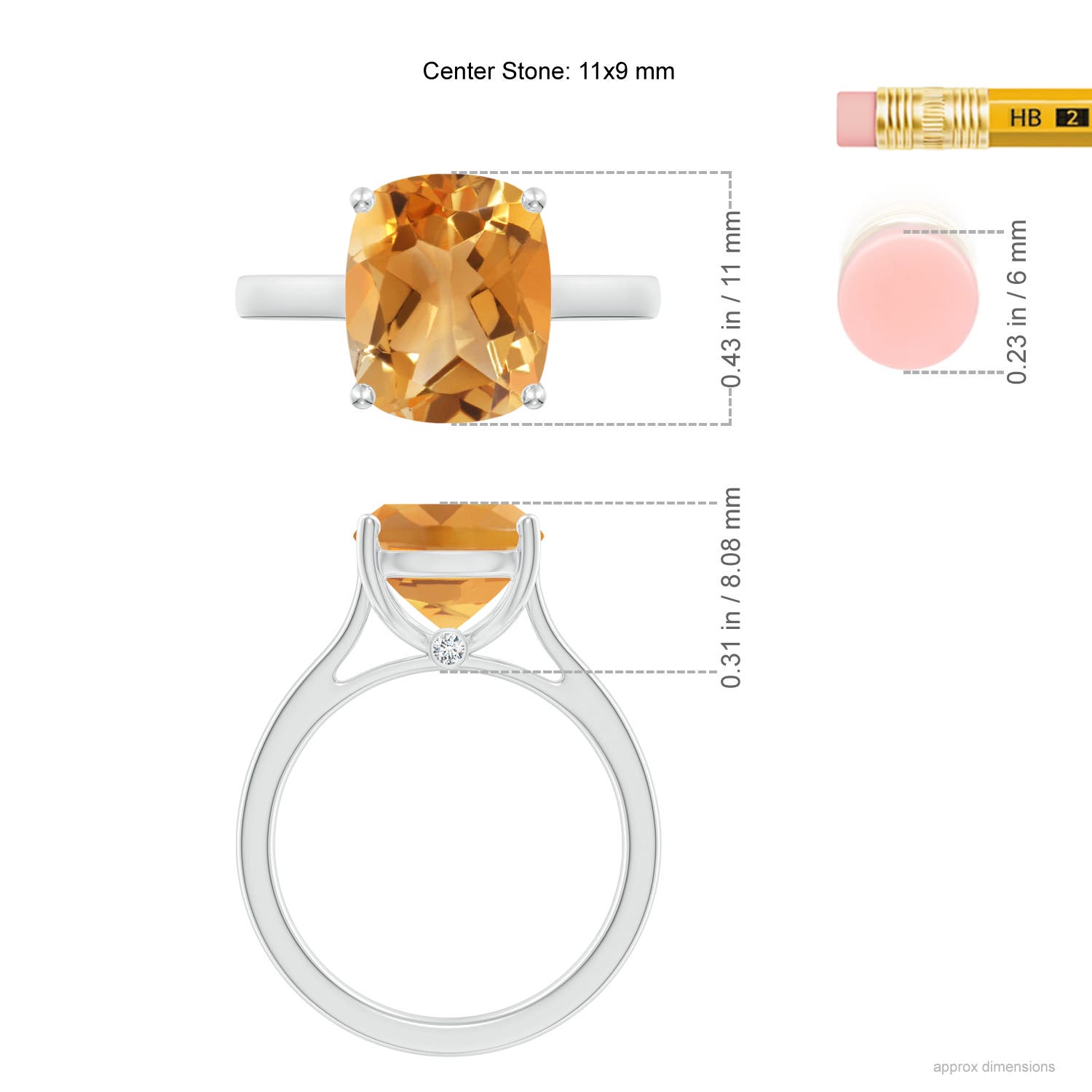 A - Citrine / 3.73 CT / 14 KT White Gold