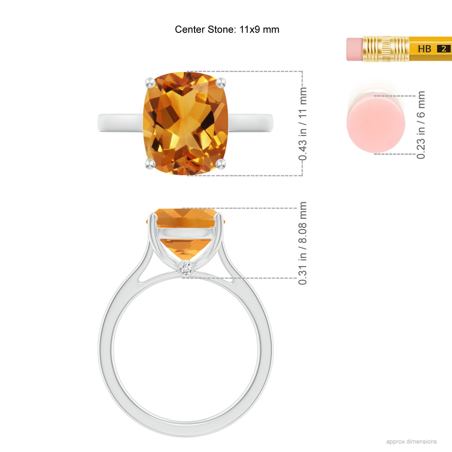 AA - Citrine / 3.73 CT / 14 KT White Gold