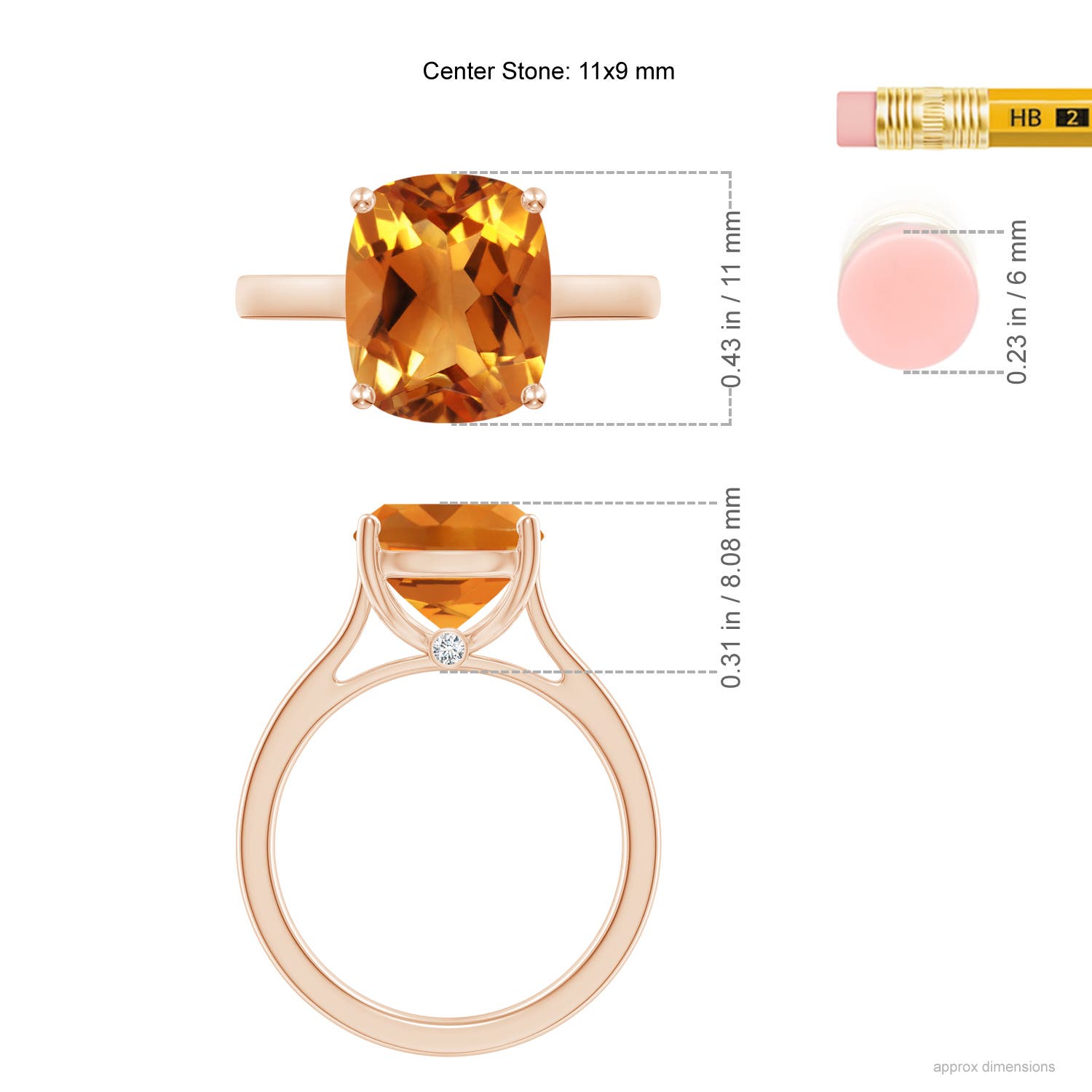 AAA - Citrine / 3.73 CT / 14 KT Rose Gold