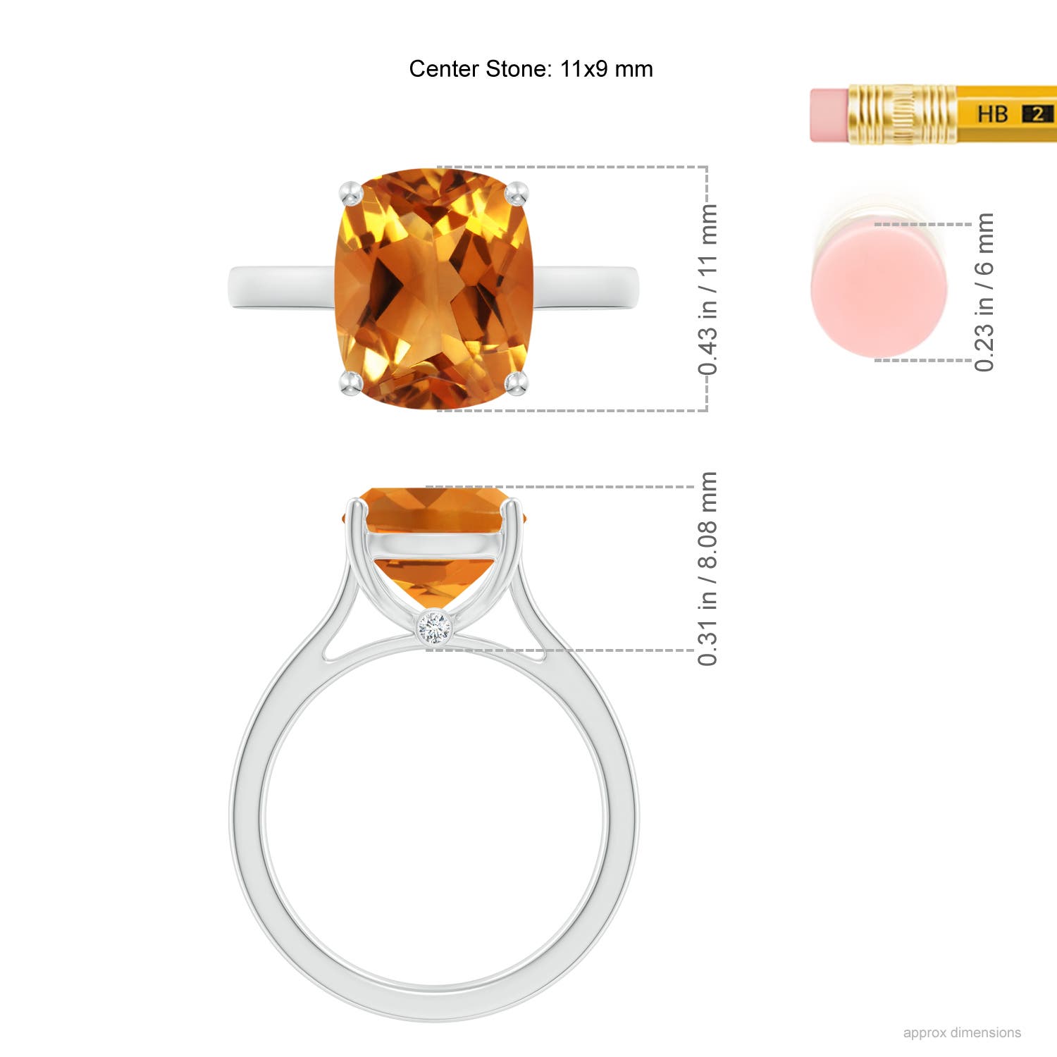 AAA - Citrine / 3.73 CT / 14 KT White Gold