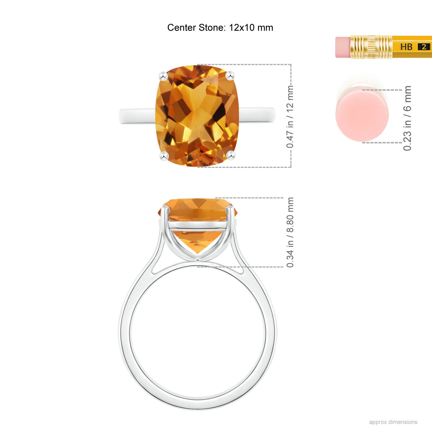 AA - Citrine / 4.74 CT / 14 KT White Gold