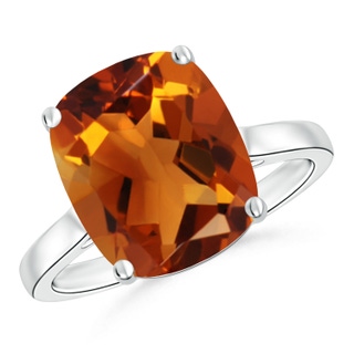 12x10mm AAAA Classic Cushion Citrine Solitaire Ring in P950 Platinum