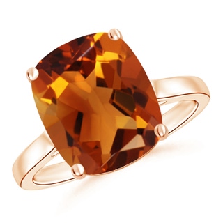 12x10mm AAAA Classic Cushion Citrine Solitaire Ring in Rose Gold