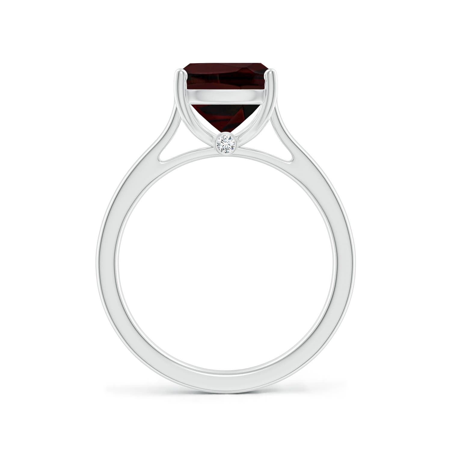 10x8mm A Classic Cushion Garnet Solitaire Ring with Hidden Accents in P950 Platinum - side 3