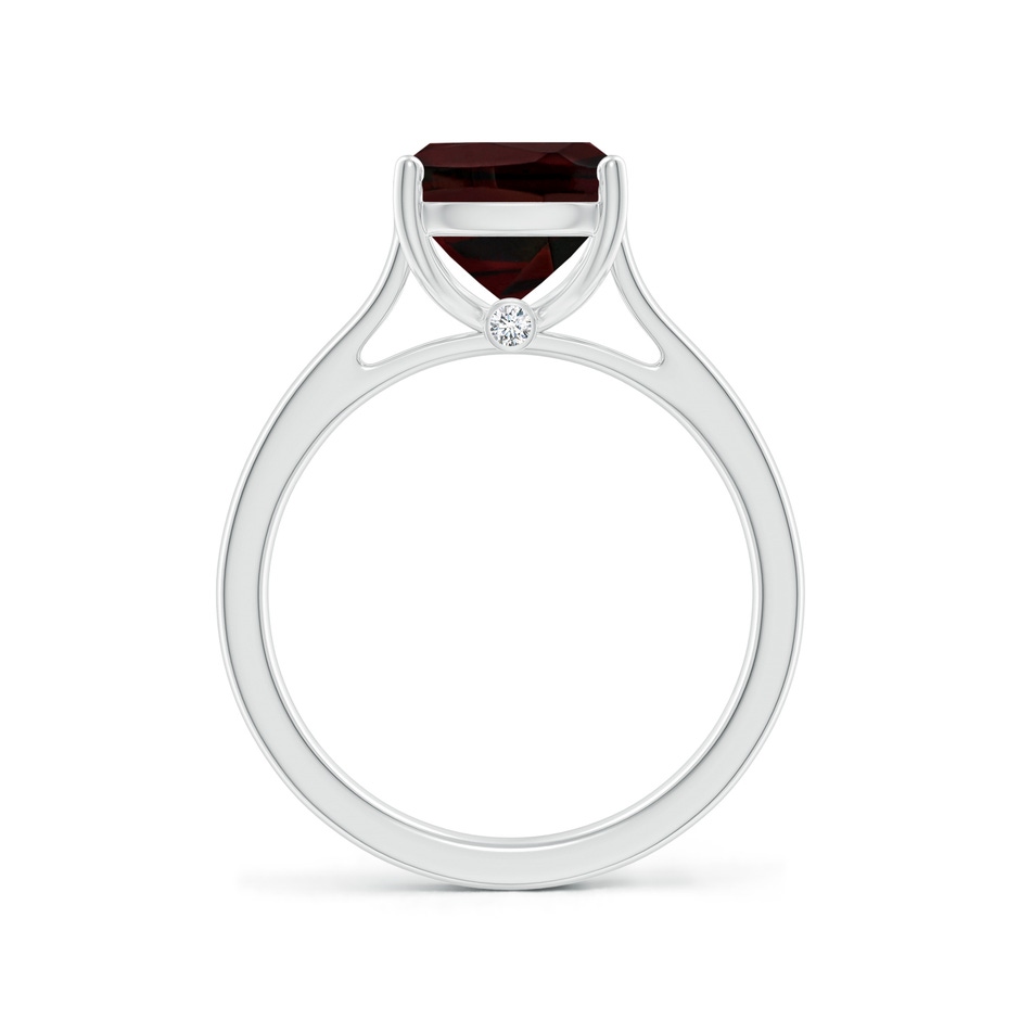 10x8mm A Classic Cushion Garnet Solitaire Ring with Hidden Accents in White Gold side 199