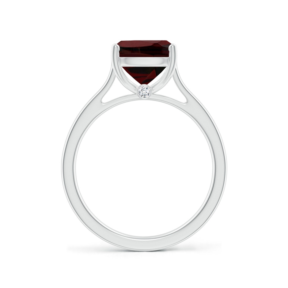 10x8mm AA Classic Cushion Garnet Solitaire Ring with Hidden Accents in White Gold side 199