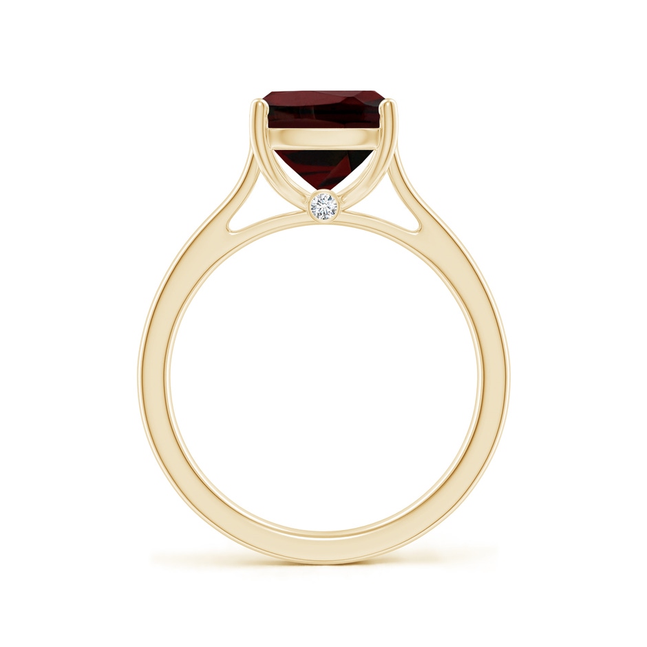 10x8mm AA Classic Cushion Garnet Solitaire Ring with Hidden Accents in Yellow Gold side 199