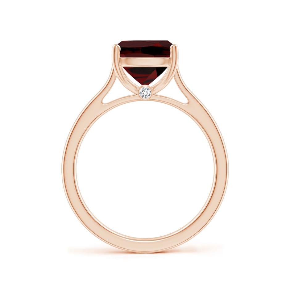 10x8mm AAA Classic Cushion Garnet Solitaire Ring with Hidden Accents in Rose Gold side 199