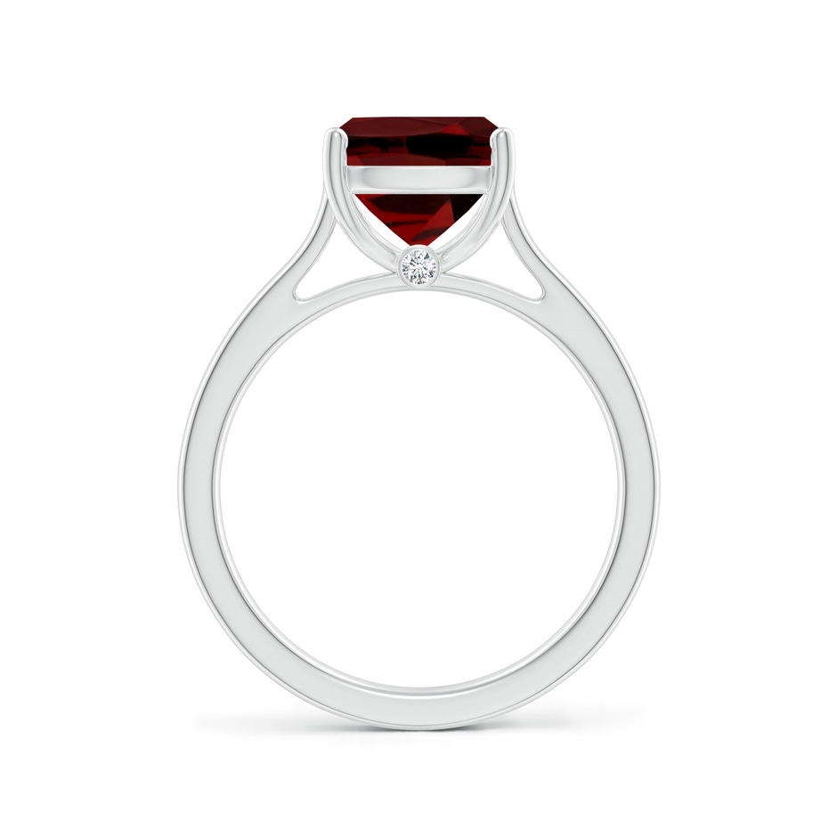10x8mm AAAA Classic Cushion Garnet Solitaire Ring with Hidden Accents in P950 Platinum side 199