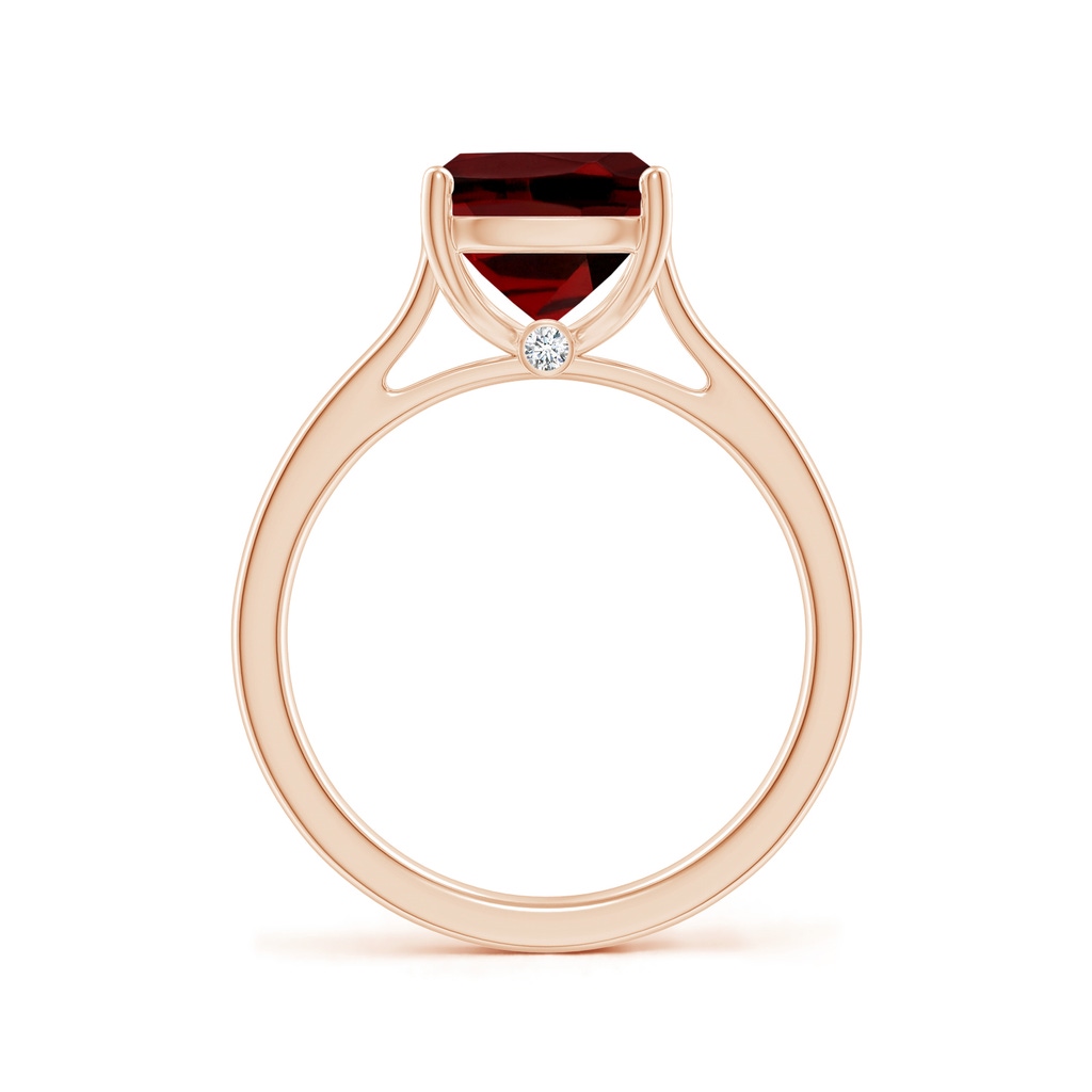 10x8mm AAAA Classic Cushion Garnet Solitaire Ring with Hidden Accents in Rose Gold Side 199