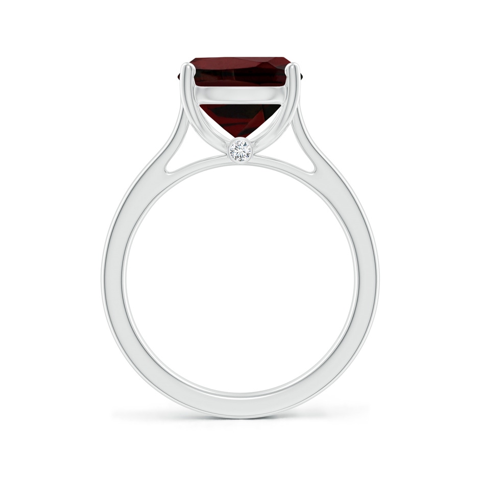 11x9mm AA Classic Cushion Garnet Solitaire Ring with Hidden Accents in White Gold side 199