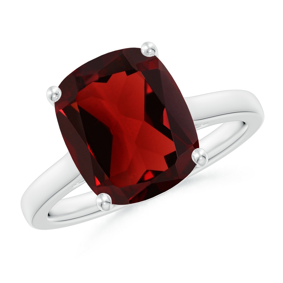 11x9mm AAA Classic Cushion Garnet Solitaire Ring with Hidden Accents in White Gold 