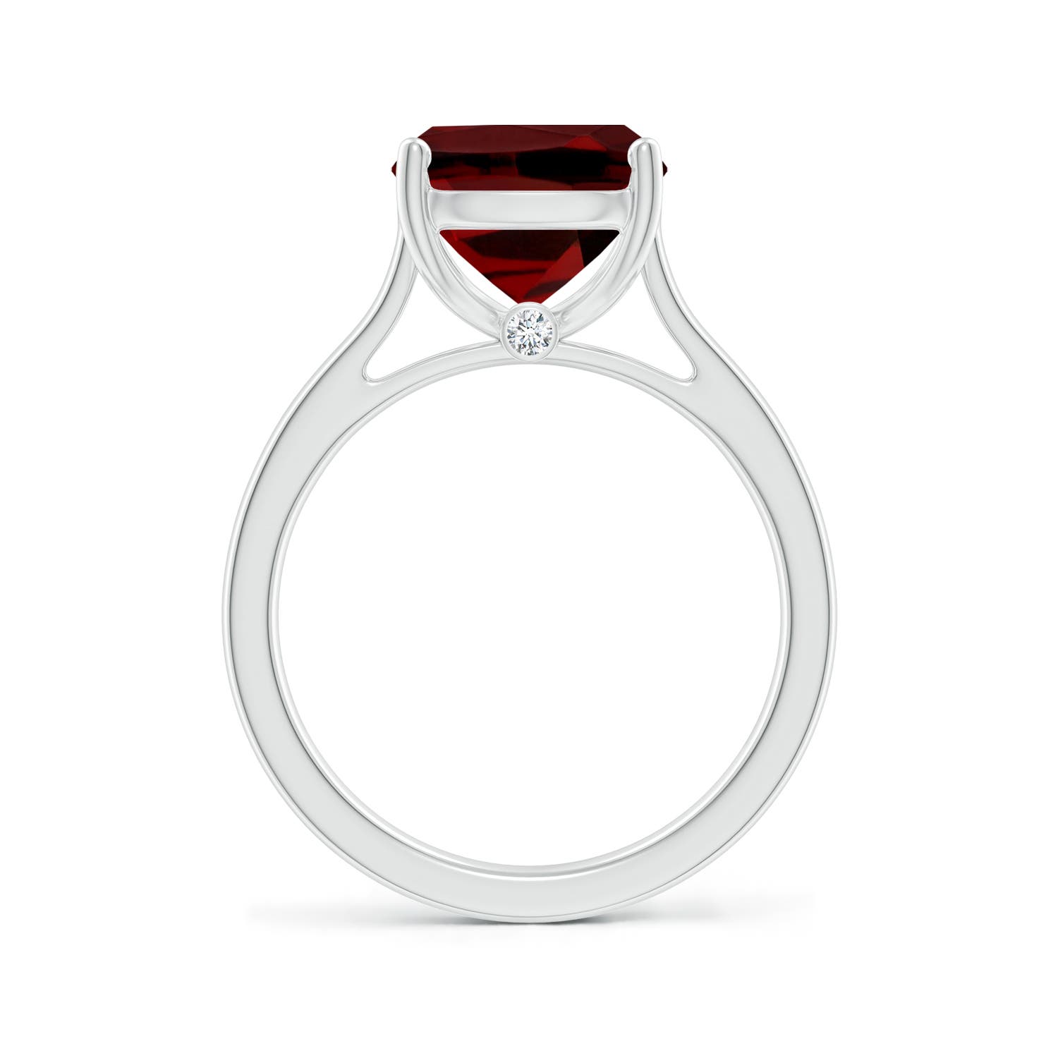 11x9mm AAAA Classic Cushion Garnet Solitaire Ring in 18K White Gold