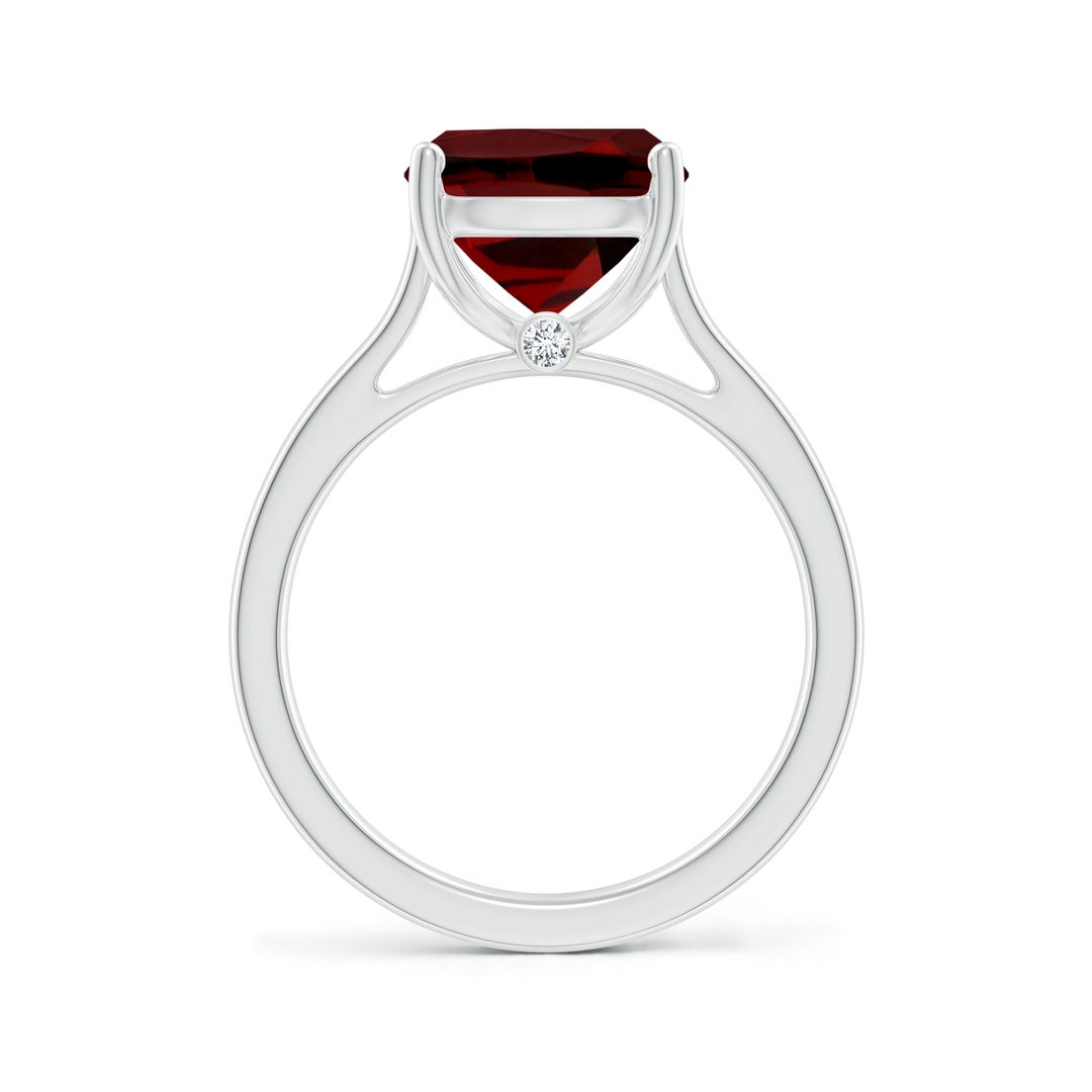 11x9mm AAAA Classic Cushion Garnet Solitaire Ring in 18CT White Gold - side 4