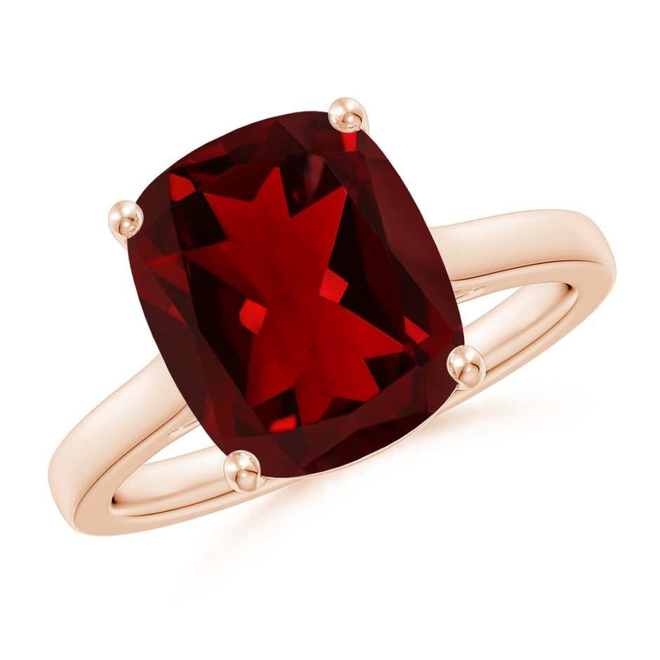11x9mm AAAA Classic Cushion Garnet Solitaire Ring with Hidden Accents in Rose Gold 