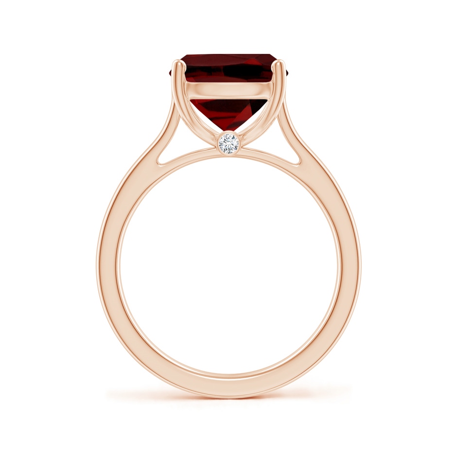 11x9mm AAAA Classic Cushion Garnet Solitaire Ring with Hidden Accents in Rose Gold side 199
