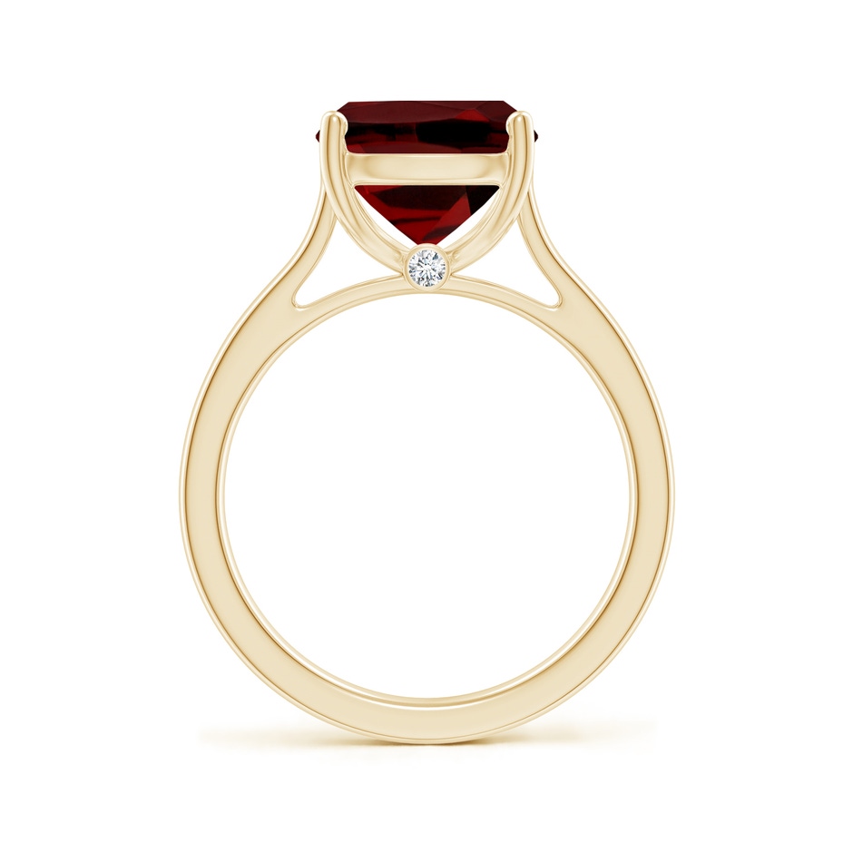 11x9mm AAAA Classic Cushion Garnet Solitaire Ring with Hidden Accents in Yellow Gold side 199