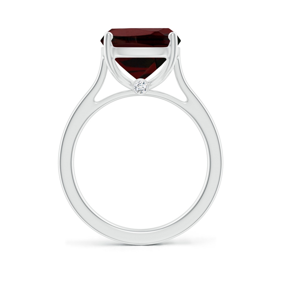 12x10mm AA Classic Cushion Garnet Solitaire Ring with Hidden Accents in White Gold side 199