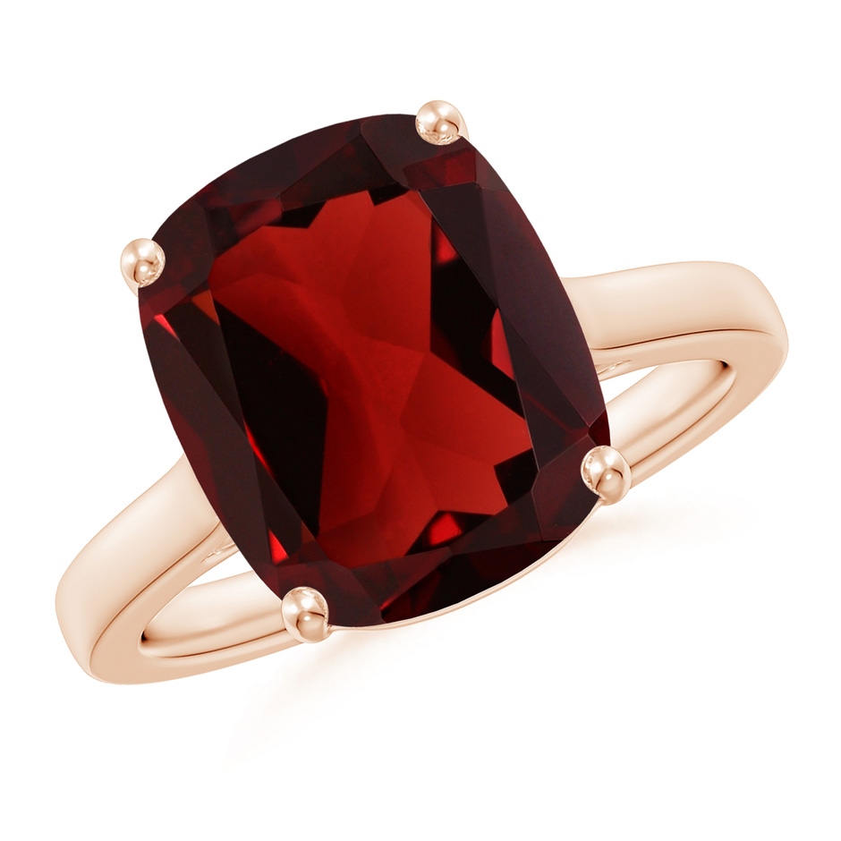 12x10mm AAA Classic Cushion Garnet Solitaire Ring with Hidden Accents in Rose Gold 