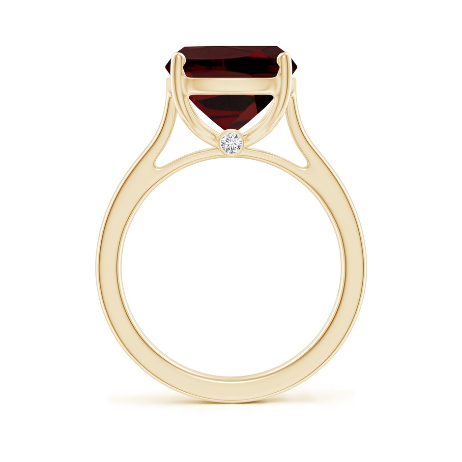 12x10mm AAA Classic Cushion Garnet Solitaire Ring with Hidden Accents in Yellow Gold side 199