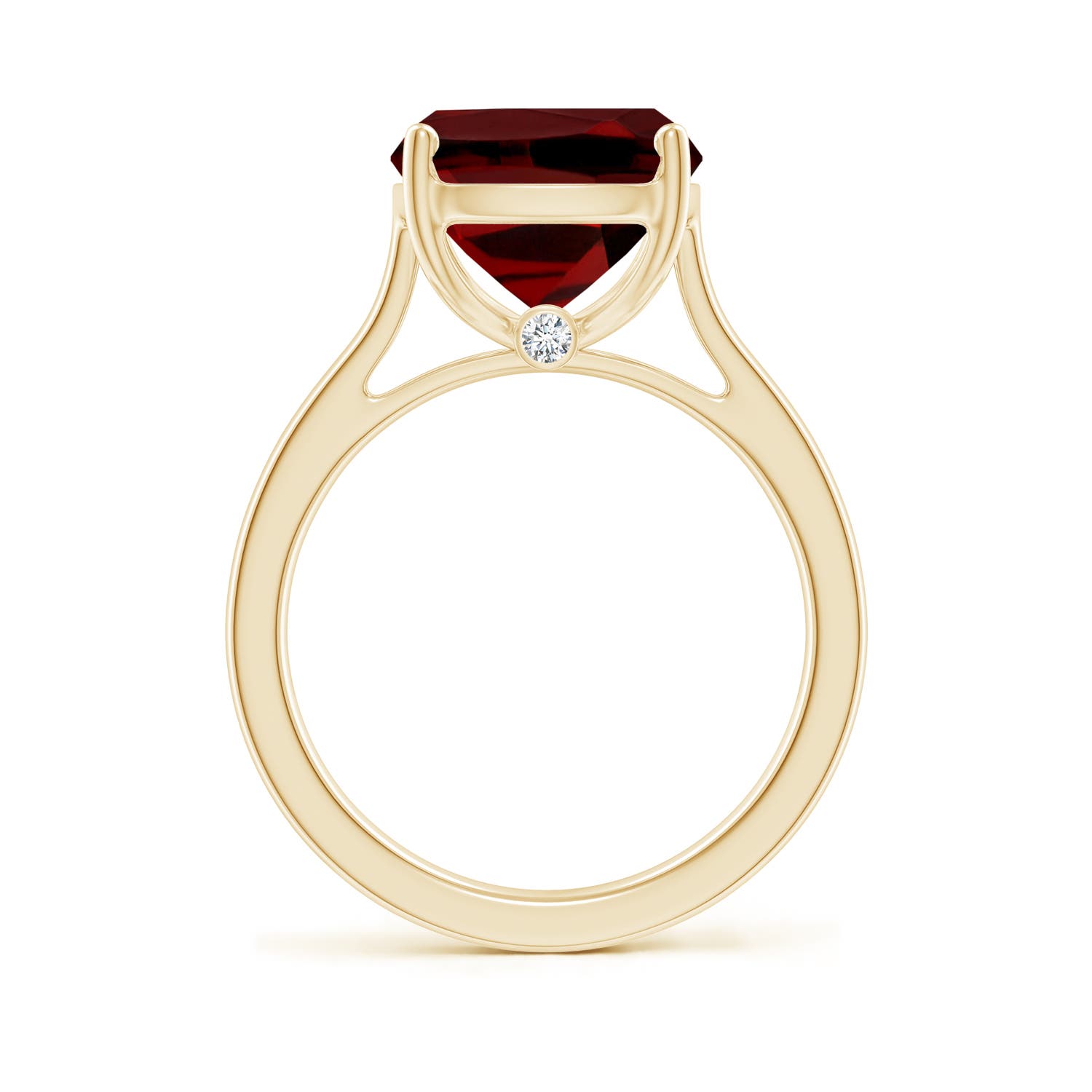 12x10mm AAAA Classic Cushion Garnet Solitaire Ring in 18K Yellow Gold