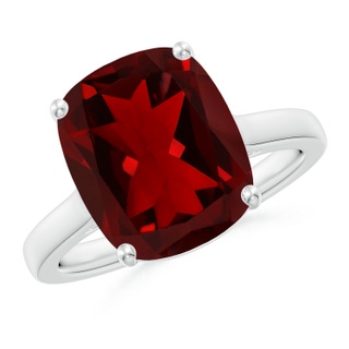 12x10mm AAAA Classic Cushion Garnet Solitaire Ring with Hidden Accents in P950 Platinum