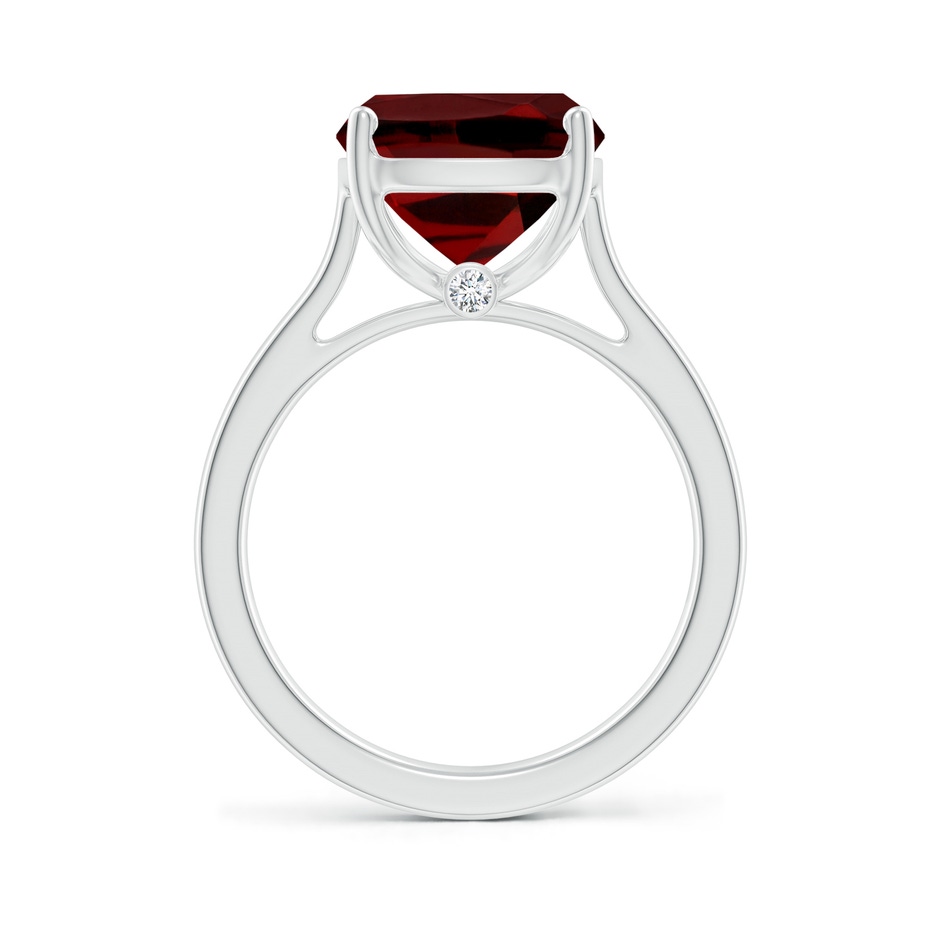12x10mm AAAA Classic Cushion Garnet Solitaire Ring with Hidden Accents in White Gold side 199