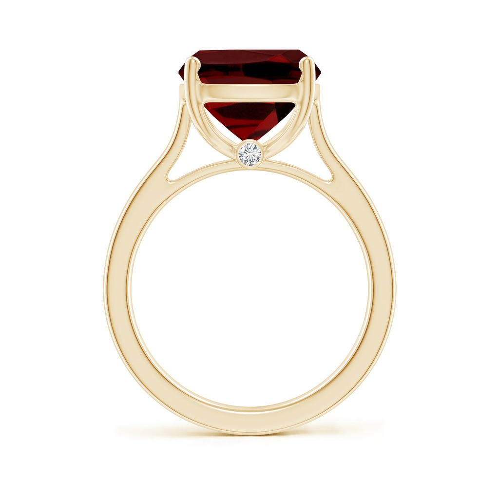 12x10mm AAAA Classic Cushion Garnet Solitaire Ring with Hidden Accents in Yellow Gold Side 199