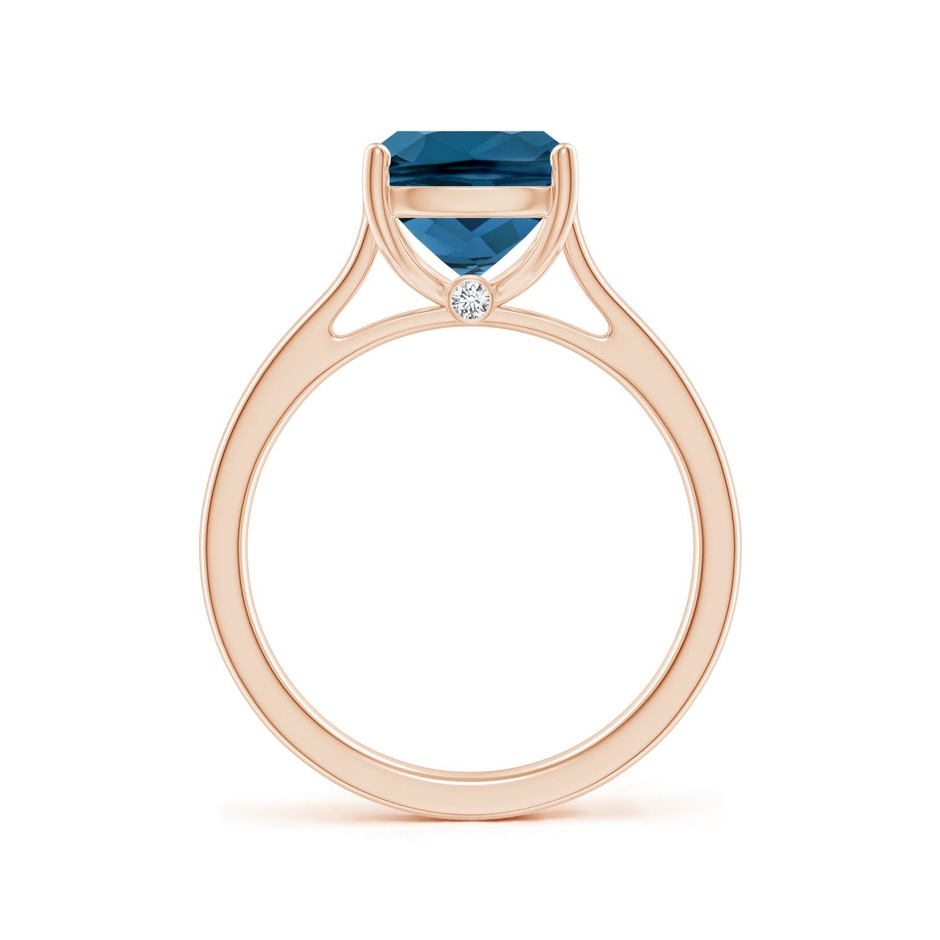 10x8mm AAA Classic Cushion London Blue Topaz Solitaire Ring with Hidden Accents in Rose Gold side 199
