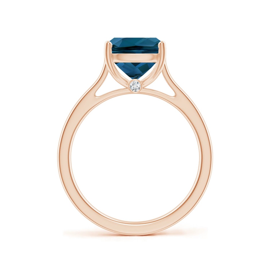 10x8mm AAAA Classic Cushion London Blue Topaz Solitaire Ring with Hidden Accents in 9K Rose Gold side 199