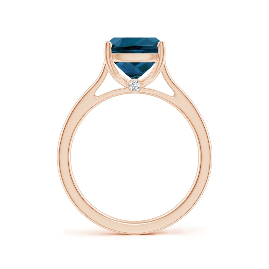 10x8mm AAAA Classic Cushion London Blue Topaz Solitaire Ring with Hidden Accents in Rose Gold side 199