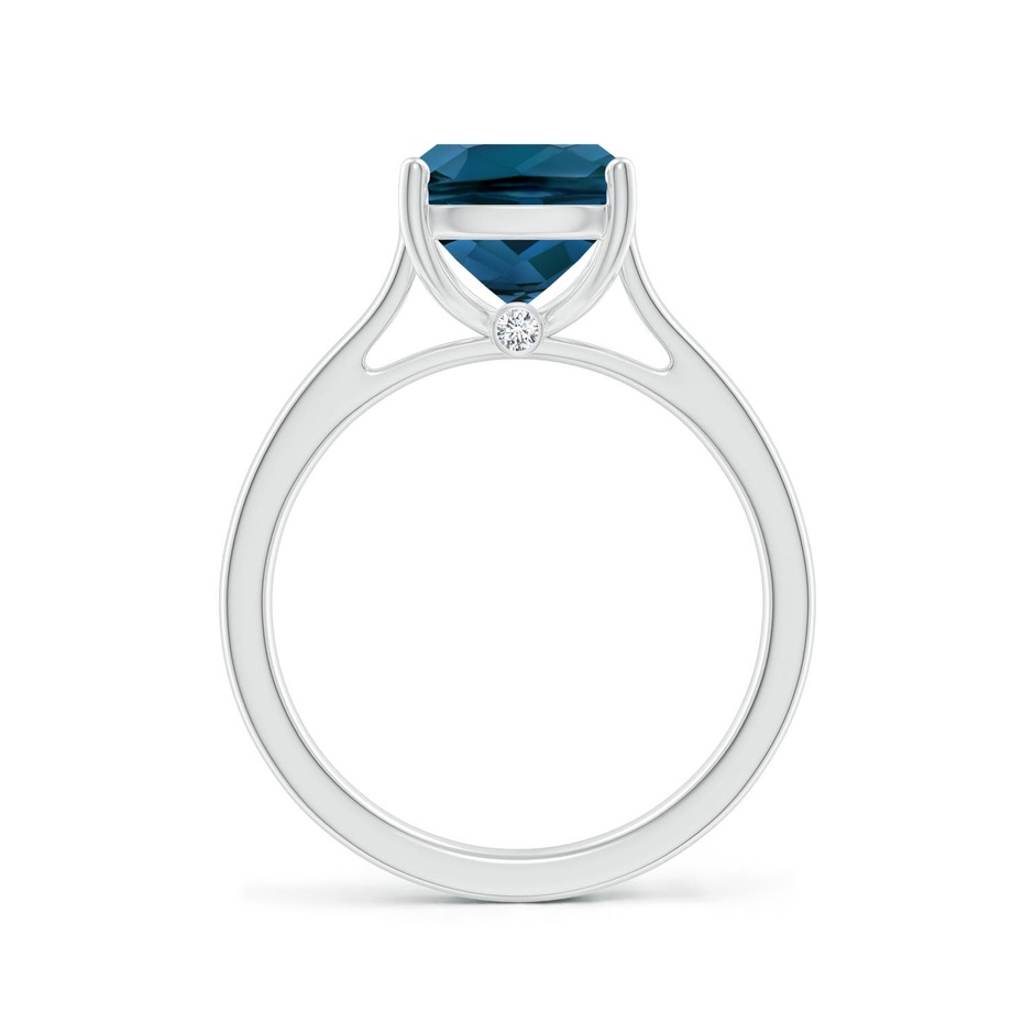 10x8mm AAAA Classic Cushion London Blue Topaz Solitaire Ring with Hidden Accents in White Gold side 199