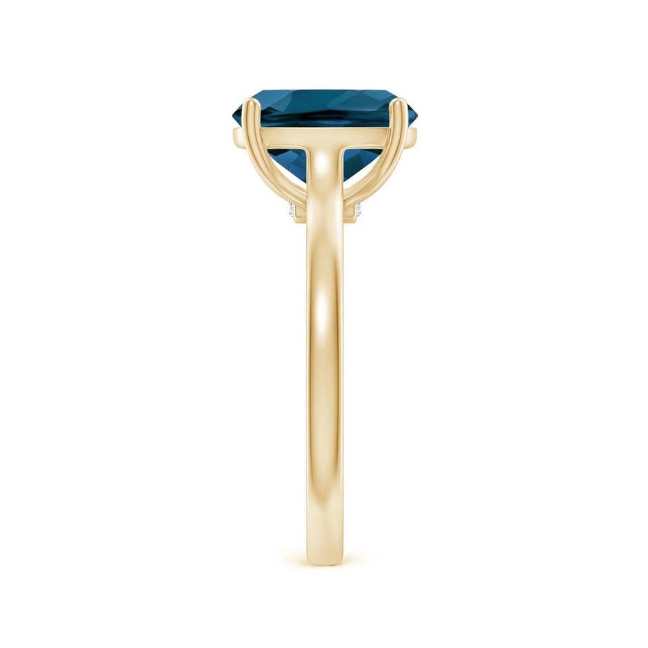 10x8mm AAAA Classic Cushion London Blue Topaz Solitaire Ring with Hidden Accents in Yellow Gold side 299