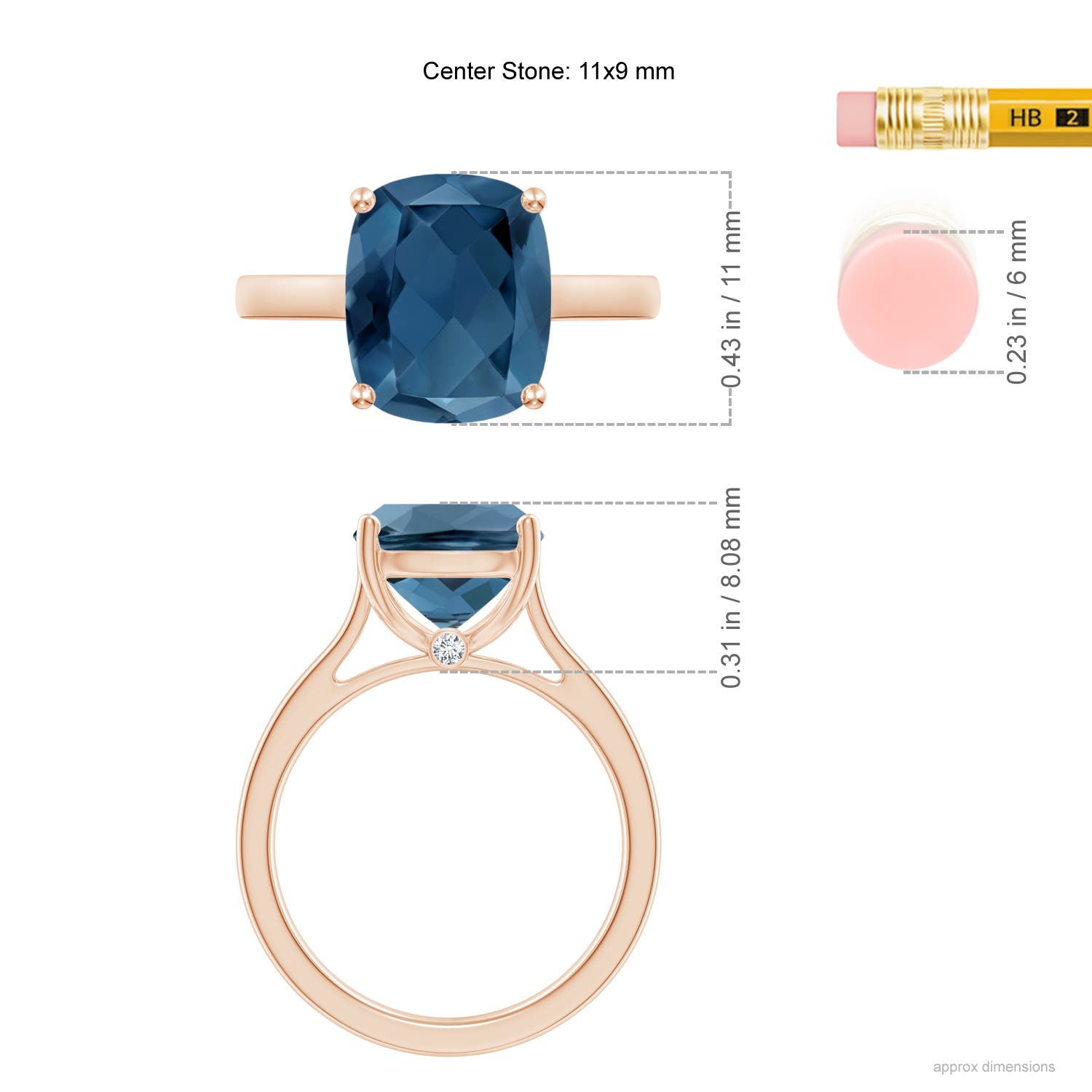 A - London Blue Topaz / 4.53 CT / 14 KT Rose Gold