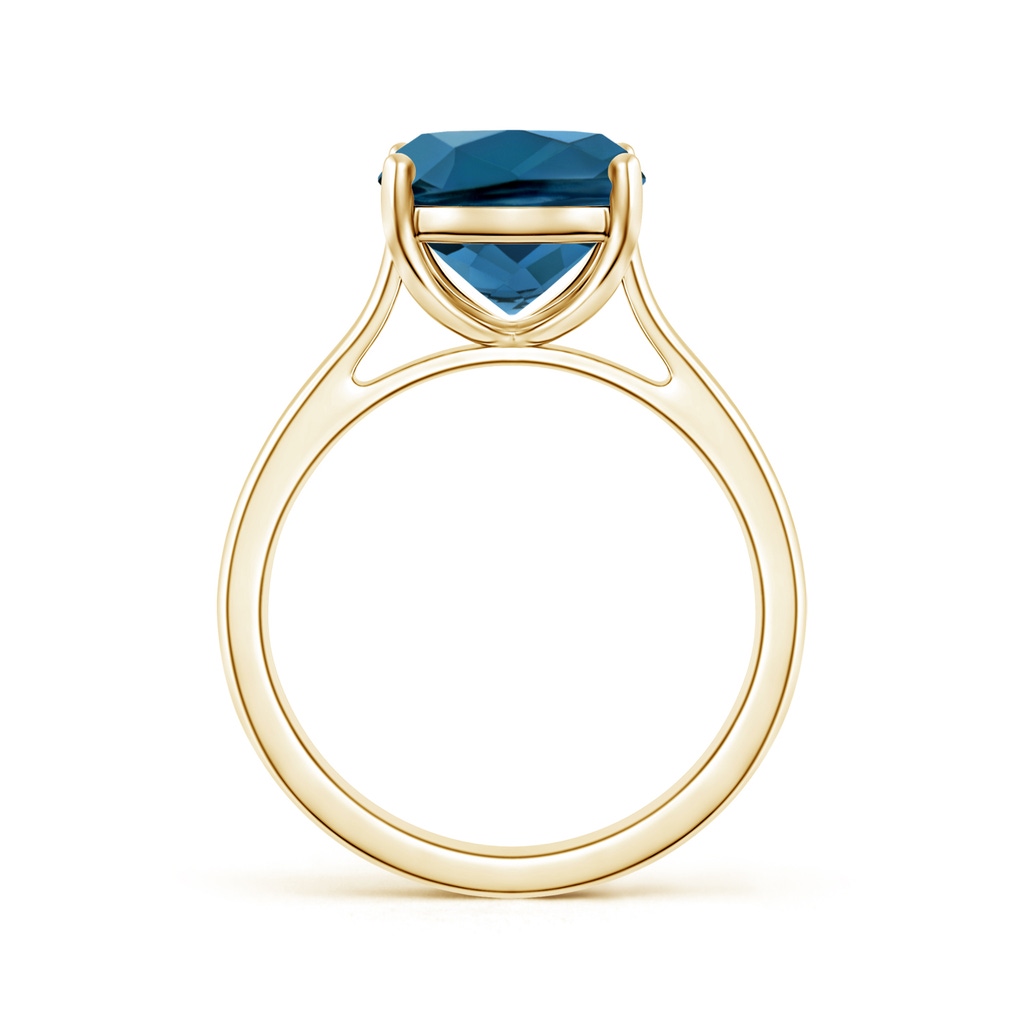 11x9mm AAA Classic Cushion London Blue Topaz Solitaire Ring in 10K Yellow Gold Product Image