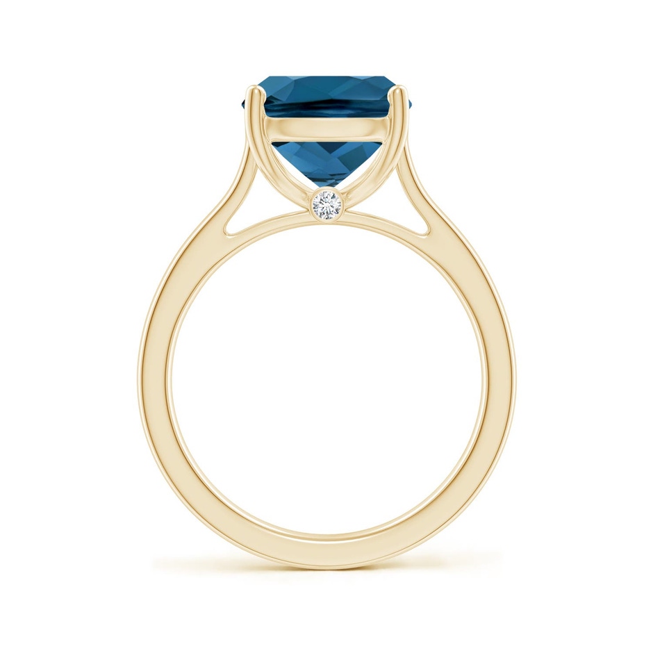 11x9mm AAA Classic Cushion London Blue Topaz Solitaire Ring with Hidden Accents in 10K Yellow Gold side 199