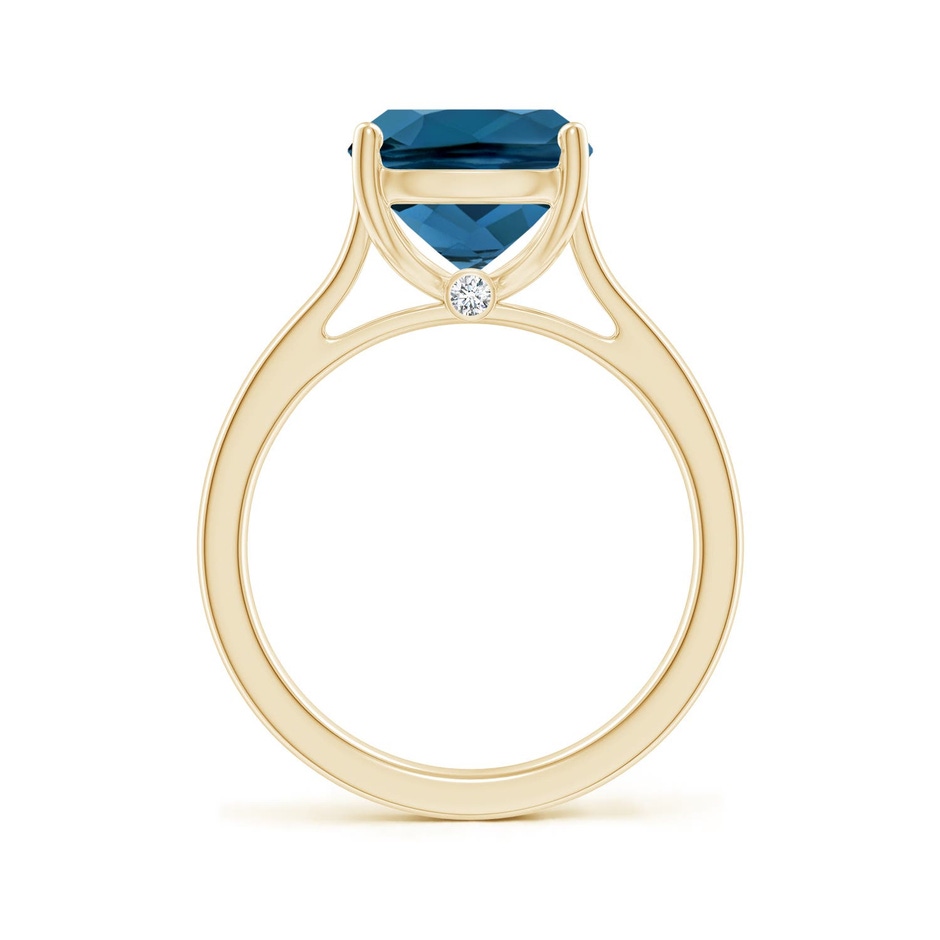 11x9mm AAA Classic Cushion London Blue Topaz Solitaire Ring with Hidden Accents in 9K Yellow Gold side 199