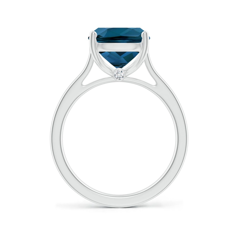 11x9mm AAAA Classic Cushion London Blue Topaz Solitaire Ring with Hidden Accents in 10K White Gold side 199