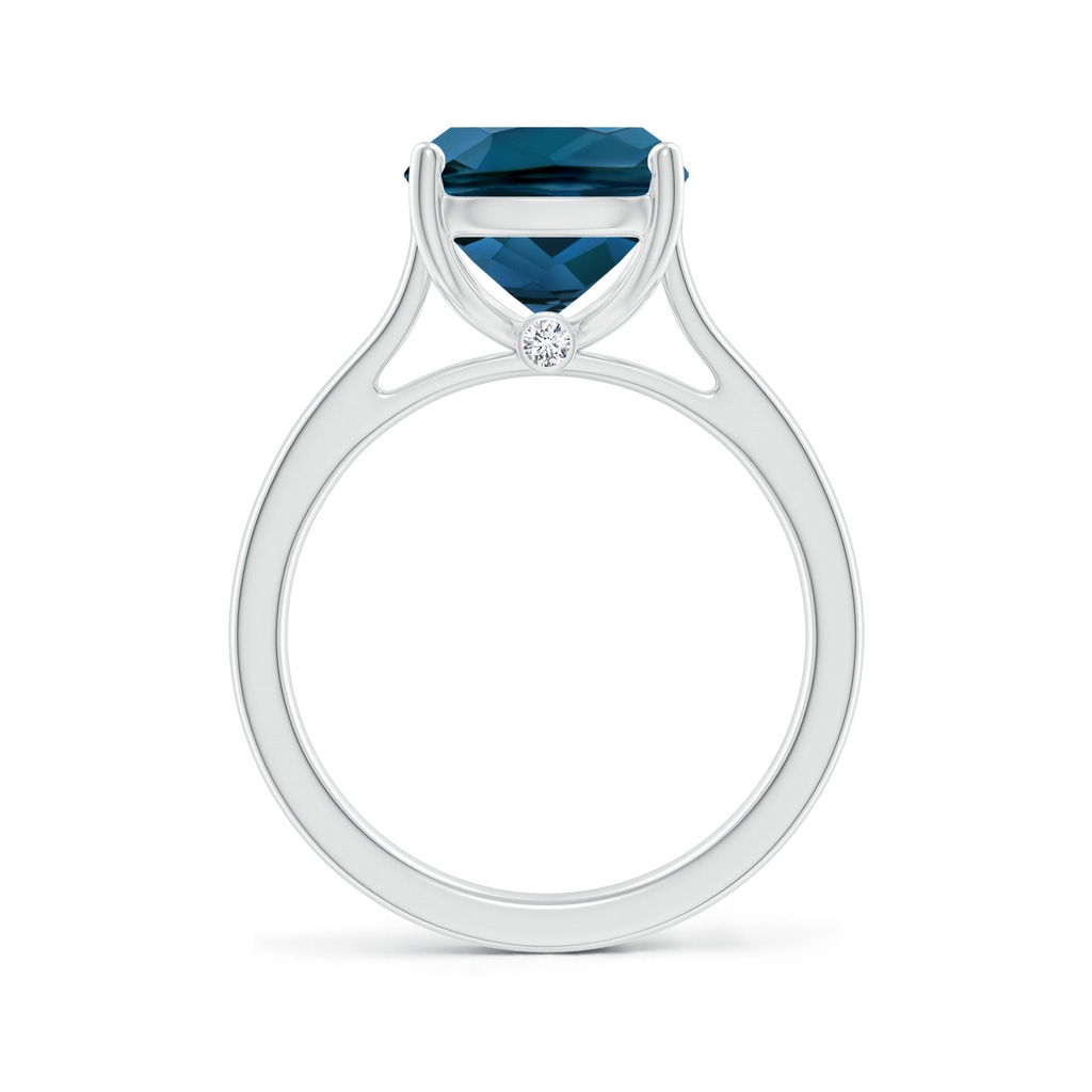 11x9mm AAAA Classic Cushion London Blue Topaz Solitaire Ring in P950 Platinum Side-1