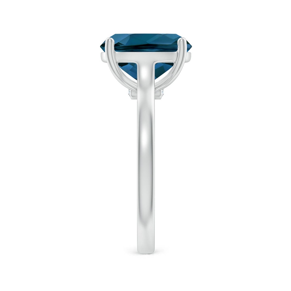 11x9mm AAAA Classic Cushion London Blue Topaz Solitaire Ring with Hidden Accents in White Gold side 299