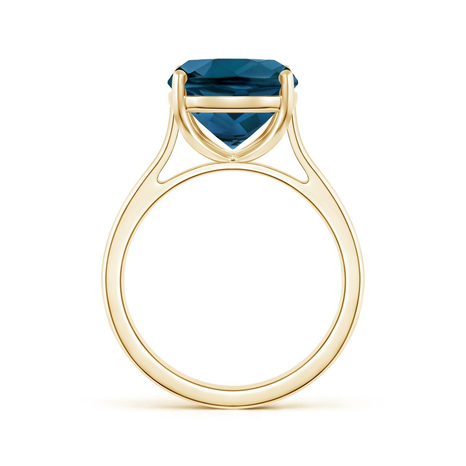 12x10mm AAAA Classic Cushion London Blue Topaz Solitaire Ring with Hidden Accents in 18K Yellow Gold side 199