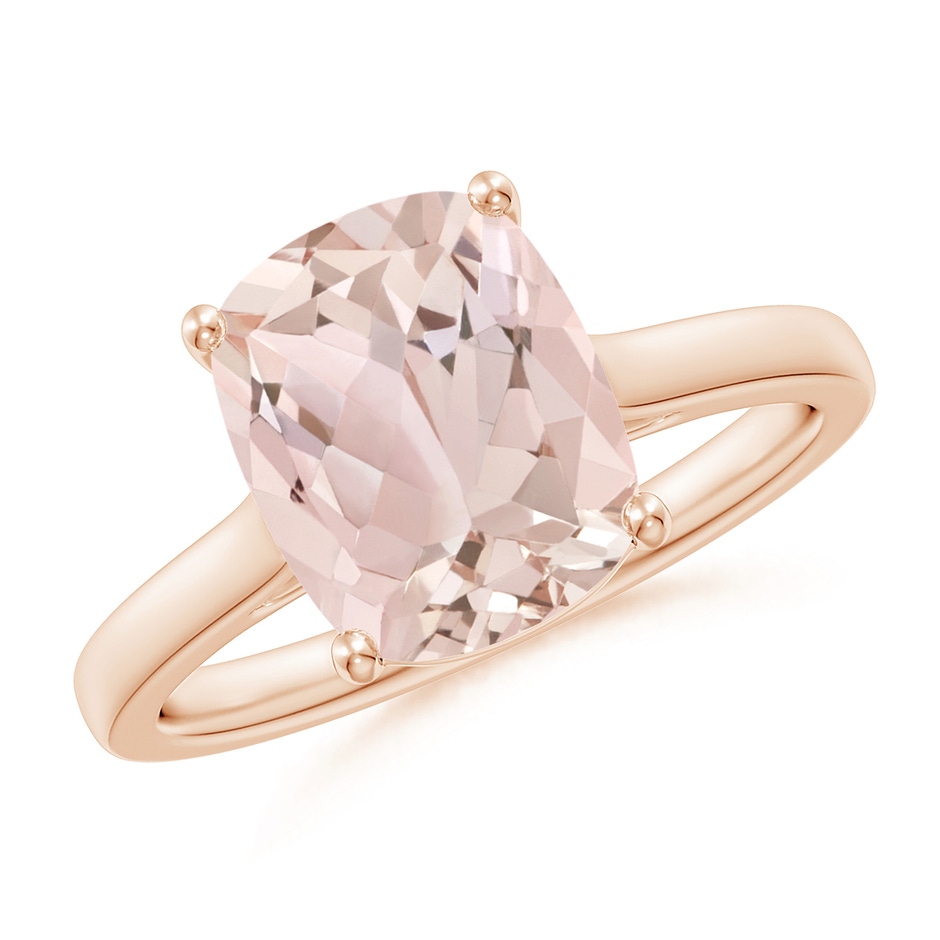 10x8mm A Classic Cushion Morganite Solitaire Ring in Rose Gold 